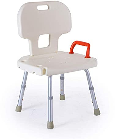 Sgabello da bagno in lega di alluminio per anziani, sedia da doccia regolabile con schienale e piedini antiscivolo, sedile leggero per vasca da bagno o doccia