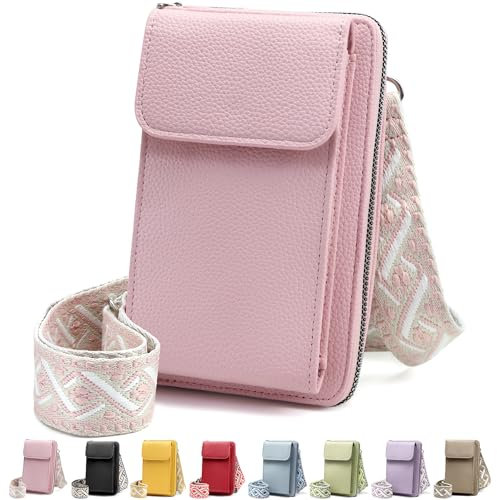 DBPBToU PU Portacellulare da Collo Donna, Borsa Donna Tracolla con Cinghie Regolabili Staccabili, Porta Cellulare Tracolla, Borsetta Porta Cellulare 7 (Rosa)