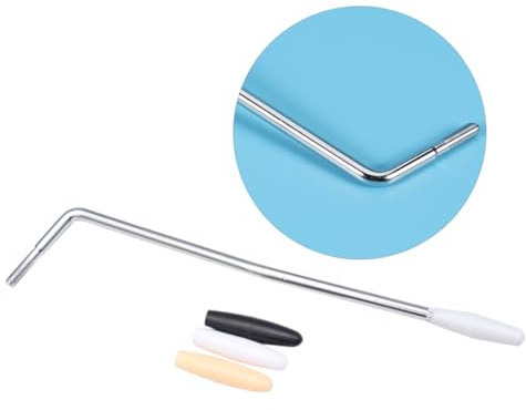 Vaguelly Barra de Trémolo de Guitarra Eléctrica de 5 Mm con 3 Tapones Plateados Brazo del Puente del Vibrato Compatible con Sistema de Puente Simple para Guitarra Accesorios para Eléctrica