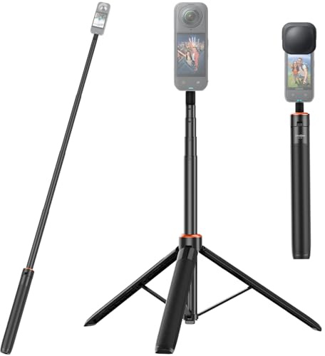 Accessoires pour Insta 360 X5/X4, Perche à Selfie avec Trépied Intégré + Capuchon d'objectifs pour Insta360 X5/X4