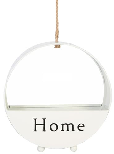 Sertay Metallo Appeso Vasi Fiori, Secchio Fiori Forma Anello, Piantare Vaso Sospeso, Cesti Appesi Interno, Adatto per la Decorazione della Parete Come Soggiorno, Camera da Letto, Portico (Bianco)