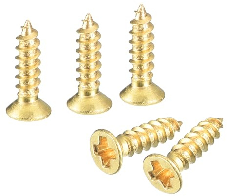 QUARKZMAN 80 Stück Holzschrauben M2×8 mm Kreuzkopf Senkkopfschrauben Farbe Messing Selbstschneidende Schrauben mit Senkkopf Senkkopfschrauben für Bürogeräte Holzmöbel Holzarbeit DIY