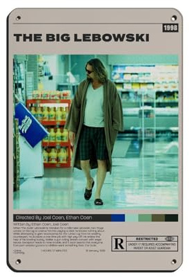 GJHTQLP Filmposter The Big Lebowski, Blechschild, Vintage, Metall, Pub, Club, Café, Bar, Zuhause, Wandkunst, Dekoration, Poster, 20 x 30 cm