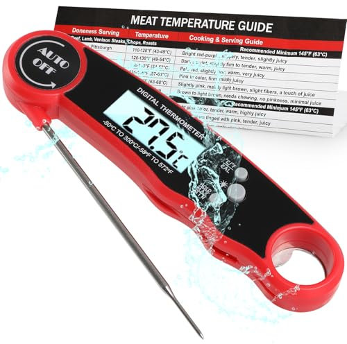 GeeRic Termometro Cocina,Termómetro Carne Digital Termometro Cocina Digital Lectura Instantáneo Calibration & Pantalla LCD, Termometro Barbacoa para Carne, BBQ, Comida, Horno