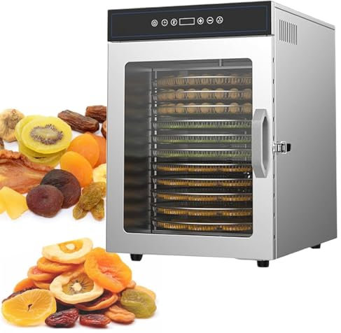 Deshidratador de alimentos de acero inoxidable, máquina secadora de frutas y verduras, deshidratador de carne seca, caja secadora eléctrica de carne con 12 bandejas.