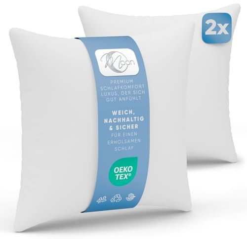 Moon 2er Pack Füllkissen 60x60 cm - Innenkissen, Sofakissen 650g - Classic Peached Touch