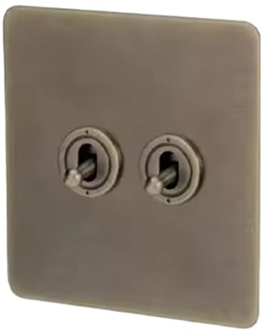 Jooehyer Interruptor de Palanca de 220 V, Enchufes e Interruptores de Bronce Vintage, Interruptores de Luz de Pared, Interruptor de Atenuación, Placa de de Corriente de Pared, C