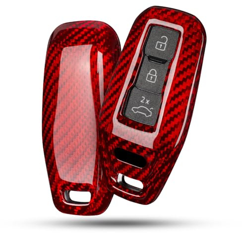 T-carbon Schlüssel Hülle kompatibel mit Audi,Autoschlüssel Hülle kompatibel mit Audi 2025 New A3 A5 A5L S5 Q5 SQ5 S6 A6 A6L SQ6 RS6 Q6 SUV Avant Sportblack Limousine Type E-TRON,Rot