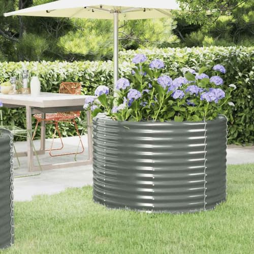 Mokuyary Fioriera rialzata in acciaio zincato, 100 x 100 x 68 cm, colore grigio, aiuola rialzata per verdure, erbe, fiori e piante grasse, aiuola da giardino, terrazza, balcone