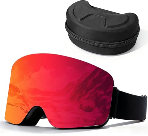 Peelanmall Gafas de esquí para hombre, gafas de esquí para mujer, gafas de motocross para usuarios de gafas, antivaho con protección UV, resistente al viento, alta transpirabilidad, para patinaje