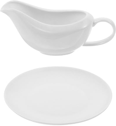 LALADEFIEE Salsera de Blanca con Bandeja de Salsera para Salsas y Aderezos Ligera y Fácil de Transportar para Mesa y Cocina