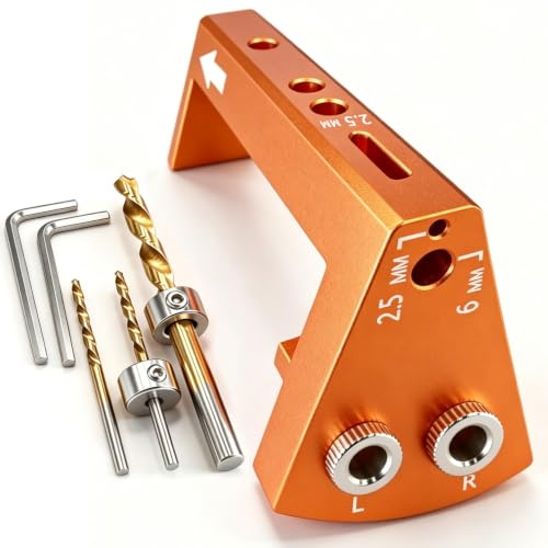 Undermount Drawer Drilling Guide - Durable Aluminum Drill Angle Guide w/Steel Inserts - Drill Guide Jig for Blum Tandem & Drawer Slide – Ideal Woodworking Tools Includes Drill Bits, Collars & More