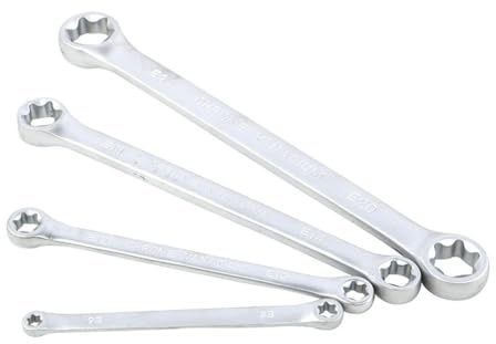 Lot de 4 clés Torx double type E pour clé hexagonale E6-E24 avec revêtement anti-corrosion pour réparation de voiture et entretien d'appareils ménagers