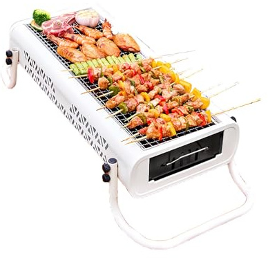 Barbecue a carbonella di grandi dimensioni – Stazione di cottura bianca di alta qualità perfetta per riunioni di famiglia e feste in giardino e facile da usare