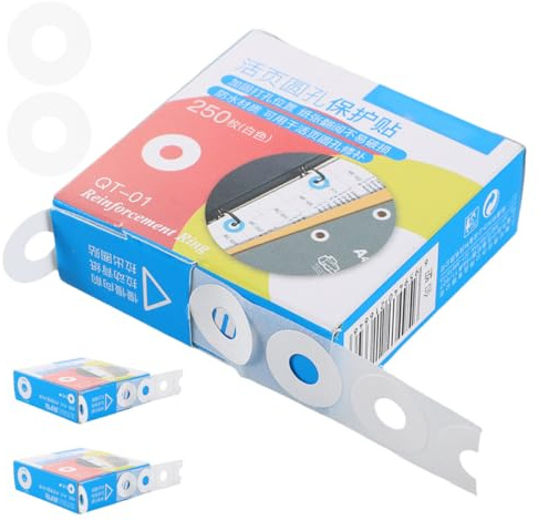 SHERCHPRY Adesivi di Rinforzo per Fori 750 Pezzi Bianchi Ultrasottili per Riparazione Documenti, Protezioni Adesive Resistenti per Ufficio e Scuola, Etichette Rinforzanti per Quaderni