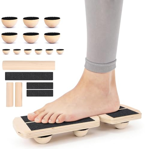 Tavola di Equilibrio Antiscivolo in Betulla per Fitness e Riabilitazione