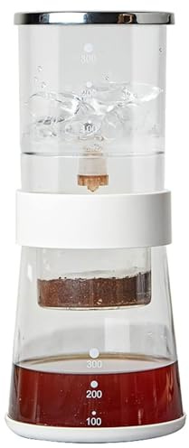 Cafetera de goteo con hielo, gotero de café frío de 600 ml con velocidad de goteo ajustable, olla de vidrio, cafetera helada de goteo lento y suave, for el hogar y la oficina