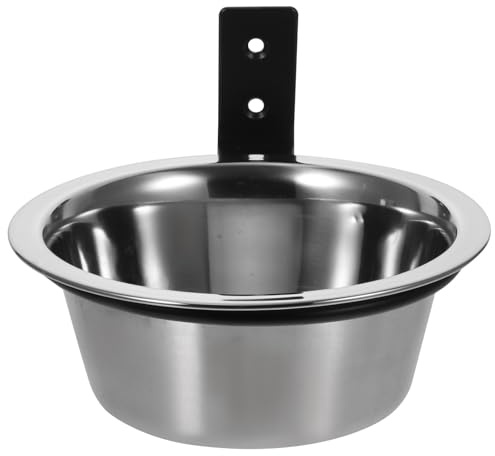 Elevated Dog Bowl Feeding Dish Wall Mounted Stainless Steel Silver | Smooth Surface, Easy Cleaning, Bite Resistant, Unique Shape, Contemporary Simple Design, PET Feeding Support