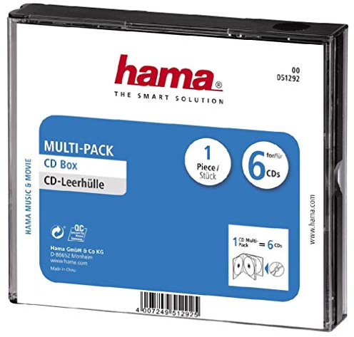 Hama CD-Leerhülle für 6 CDs/DVDs/Blu-rays, Multipack, 6in1 | CD-Schutzhülle schwarz