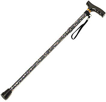 Homecraft Folding Coloured Walking Stick with Wooden Handle, Lightweight Adjustable Walking Cane for Balance, Mobility Aid, Wild Rose, 735-825mm