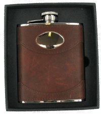 Personalizado Piel español marrón petaca 177 piezas Con Placa con votre propre Message FL30S
