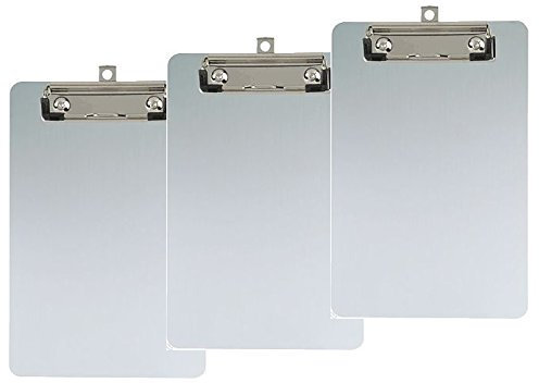 3er Spar Set Wedo 057854 Klemmbrett A4 aus Aluminium / Schreibplatte Metall mit abgerundeten Ecken starker Klammer und Aufhängeöse (3)
