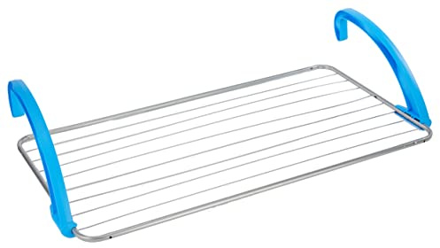 Casabriko 44910 Stendibiancheria da Balcone, Acciaio e Resina, Bianco/Azzurro, 105x55x4.5 cm