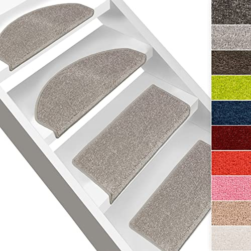 casa pura 1 Stück Treppenstufen Matten, Stufenmatte innen für Treppe, Dynasty Velours Treppenteppich selbstklebend, Teppich für Treppenstufen (rechteckig, Silbergrau)