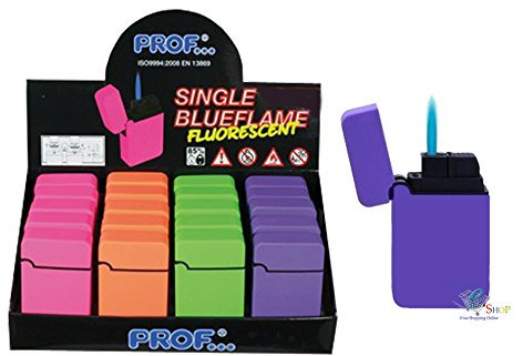 Prof... Accendino Antivento A Fiamma Singola Ricaricabile A Gas ACCENDINI Colorati (Rosa)