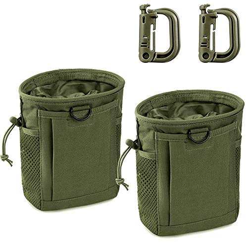 LIVANS Tactical Molle Dump Pouch, Magazine Recovery Pouch Drastring Ammo Bag Belt Utility Fanny Adjustable Military Holster Bag Outdoor for Airsoft Paintball Hunting Gear with D-Ring Grimlock