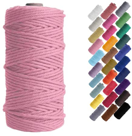 Binwat Makramee Kordel natürliche Baumwollkordel DIY Handwerk Schnur Spule Bindfaden rustikale Baumwollseil für Wandbehang Pflanzenaufhänger Stricken 3mm x 100m