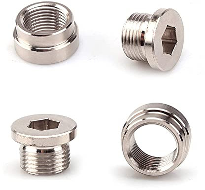 RUIZHI 4Pcs Sauerstoffsensor Nut Bung O2 Lambdasonde Eliminator Oxygen Sensor Hex Bolt Motorräder Auto Zubehör M18x1,5(Silber)