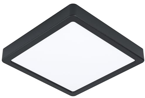 EGLO connect.z Smart-Home LED Bad-Deckenlampe Fueva-Z, L x B 21 cm, ZigBee | App und Sprachsteuerung Alexa, Lichtfarbe (warmweiß-kaltweiß), dimmbar, Metall Aufbauleuchte schwarz, IP44