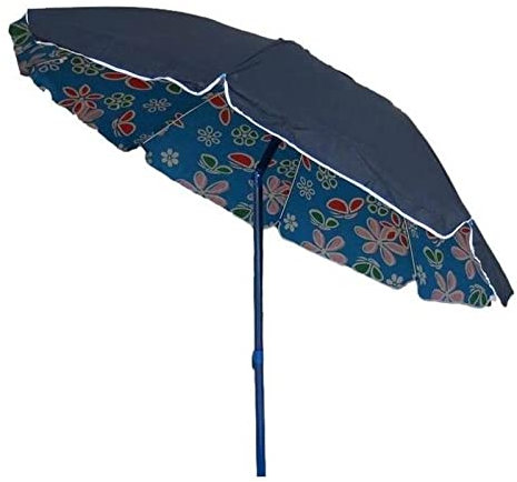 LIFE IS Ombrellone Mare da Spiaggia da 200 cm. Palo da 32 mm colorato con Snodo. Tessuto in Policotone Duplex. Camino antivento. Colore Blu