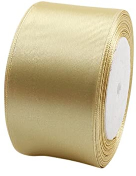 Satinband Reiches Gold 50mm, 23 Meters Dekoration Präsent Geschenkband breit Schleifenband, Stoffband für kleid Hochzeit, Taufe und Geburtstag Geschenke,Satin Dekoband, Deko Band Geschenkverpackung