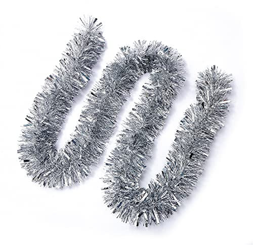 JSRHEEM Lot de 3 Guirlandes de Noël de 2 m - Décoration à Suspendre pour Sapin, Couronne, Mariage, Fête - Argenté