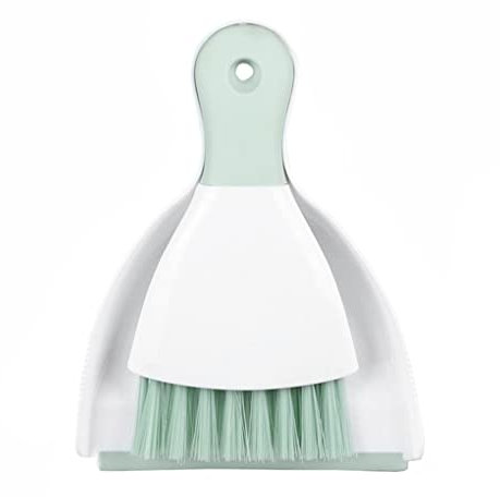 Small Hand Dust Pan and Brush - Small Broom and Dustpan Set, Mini Broom and Dustpan, Compact Dustpans and Brush for Home Cleaning, Sofa, Desk, Guinea Pig Cage, Cat Litter, etc. (Light Green)