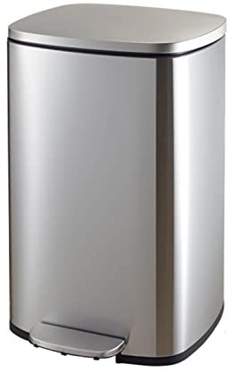 Poubelle La poubelle de la cuisine peut une corbeille de grande capacité poubelle silencieuse poubelle en acier inoxydable brossé poubelle avec couvercle argent Poubelle de Cuisine ( Size : 50L )