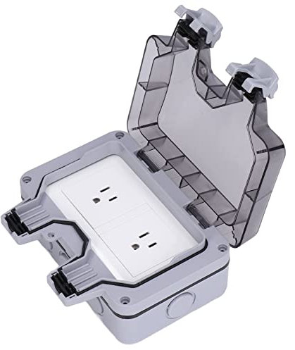 Enchufe Exterior Doble Resistente A La Intemperie De 250V 15A,Enchufe Eléctrico De Pared De Estilo Americano Resistente A La Intemperie IP66 Con Luz Indicadora De Interruptor,Enchufe De Pared Exterior