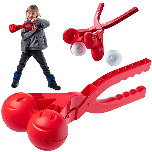 KADAX Schneeballformer, Schneeballzange aus robustem Kunststoff, 38x16x9cm Schneeball Spielzeug für unvergessliche Wintertage, Schneeball Maker (Rot)