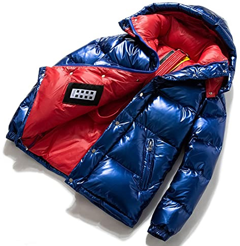 Herr Glänzende Glänzende Farben Gänsedaunen Kapuzenjacke Warm Parka Outdoor Leichte Steppjacke Pufferjacke mit Kapuze Outdoor Leichte Daunenjacke