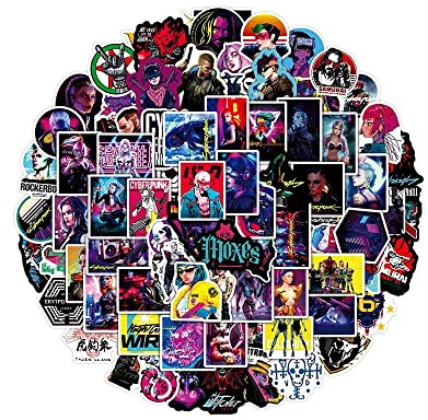 Cyberpunk Sticker 50pcs Cool Stickers for Computers Laptop Skateboard Stickers for Teens Adults Laptop Skateboard Guitar Luggage Vinyl Decal Stickers Packs …