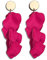 JeryWe Pendientes de Clip para Mujeres Niñas Pendientes de acrílico largo pétalo de rosa sin perforar clip Pendientes Boho Flor Exagerada Multicolor Declaración Floral Borla Pendientes Rosa
