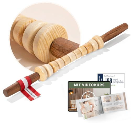 styleholz® Faszienstab Woodstick FLEX mit GLATTEN Massage-Elementen [DAS ORIGINAL aus Österreich - Echte Handarbeit] Biegsamer Massage-Stab aus Holz — Einfaches Faszientraining ohne Rollen am Boden