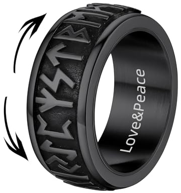 Supcare Ringe für Herren Edelstahl Fingerring Viking Rune Ringe Tungsten Ring Wikinger Runen Spinnerring Freundschaftsring Punk Siegelring Gothic Hip Hop Modeschmuck für Männer Jungen