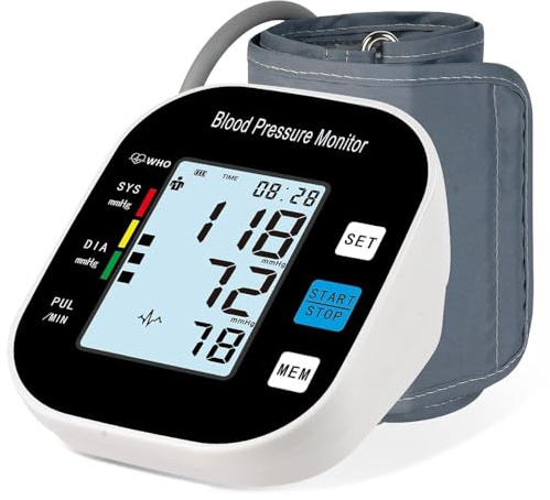 laukum Blood Pressure Monitor for Home Use - Automatic BP Machine with Large Backlit Display High Accuracy for 2 Users Arm Cuff & Storage Bag (Black)
