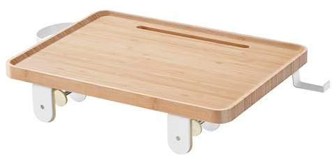 VASAGLE Bettablage, Nachttisch zum Einhängen, Regal für Hochbett | Schlitz für Handy, Getränkehalter, Haken drehbar, verstellbare Klemmen, Leichter Bambus, BAMBOU Kollektion LET301N03