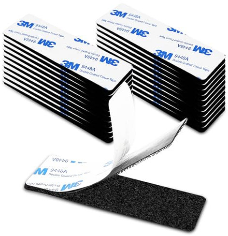 Fousenuk 20 Paia Adesivo Biadesivo Extra Forte, 3cm x 10cm Rettangolo Nastro Biadesivo per Tessuti, Nero Stretch Pad Adesivo Forte, Nastro Riutilizzabile per Articoli da Incollare Lavori Manuali
