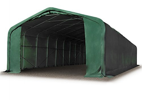 TOOLPORT Lagerzelt 6x24 m Zelthalle / 2,6 m Seitenhöhe reißfeste PVC Plane 850 N grün mit Statik (Erduntergrund)