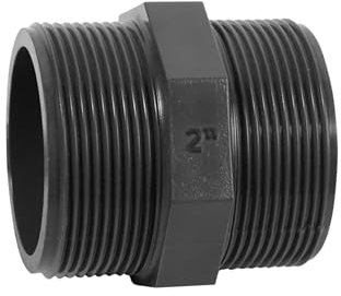 HAF® 1 x raccordo doppio in PVC con filettatura esterna da 2 | Connettore in PVC grigio U per tubi e tubi per piscine | 2 pollici x 2 pollici | Qualità: Made in Europe – Quantità: 1 pezzo